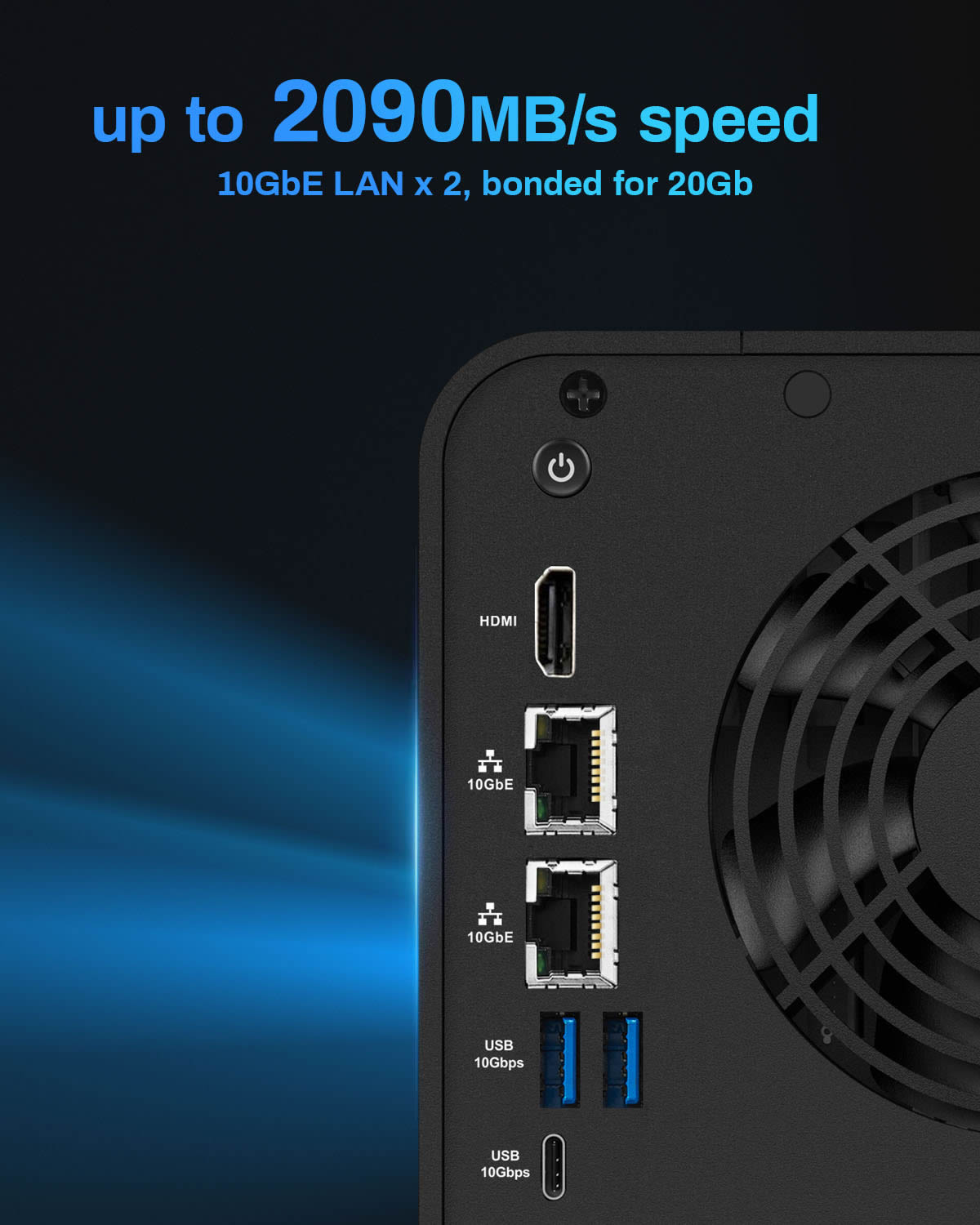 Almacenamiento NAS F4-424 Max con dos puertos 10 GbE