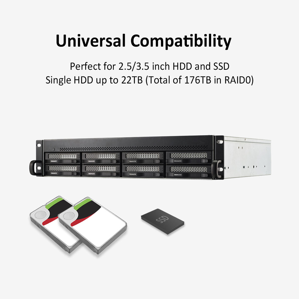 TERRAMASTER U8-450 NAS de montaje en rack de 8 bahías y profundidad reducida