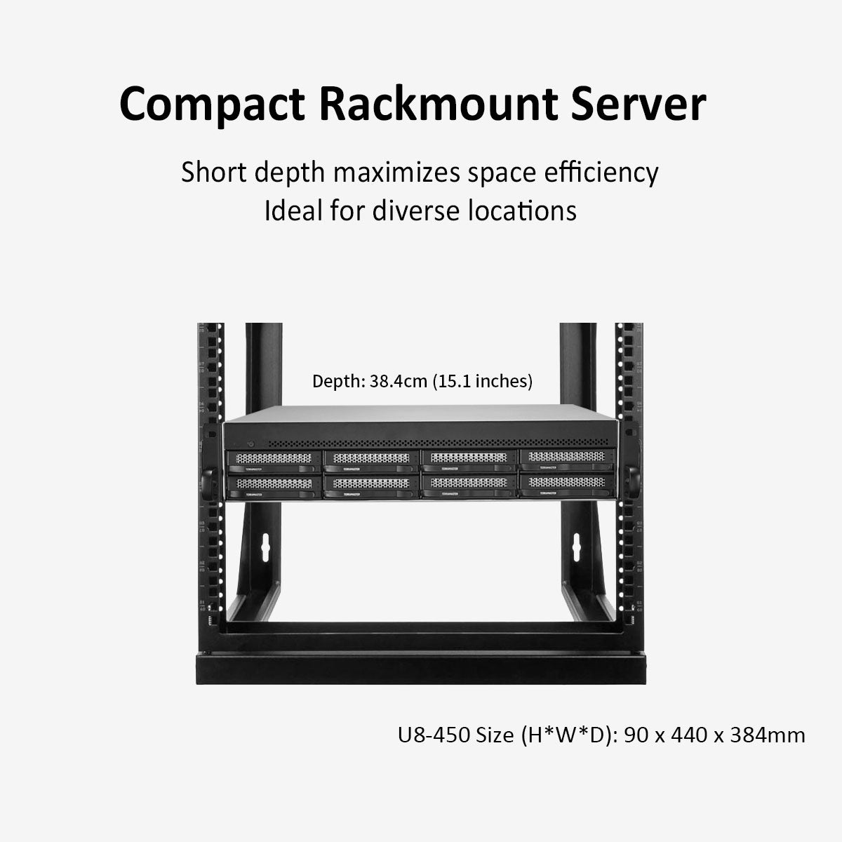 TERRAMASTER U8-450 NAS de montaje en rack de 8 bahías y profundidad reducida